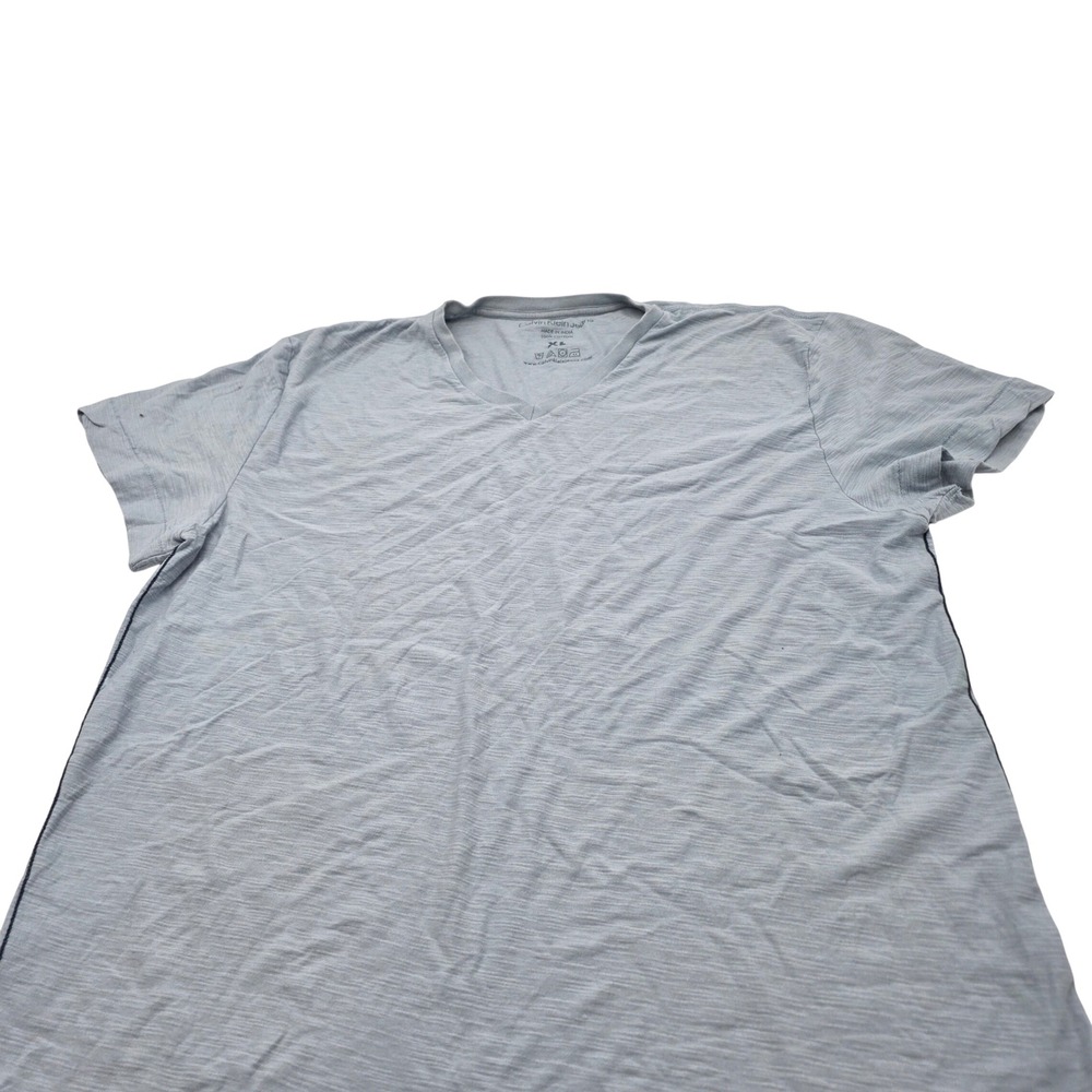 Calvin Klein Jean V-Neck T-Shirt Men XL Blue Slub Cotton Short Sleeve Streetwear